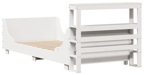 Cama sem colchão 90x200 cm madeira de pinho maciça branco