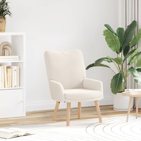 Cadeira Relaxante vidaXL Creme de Tecido com Pelo