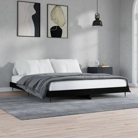 vidaXL Estrutura de cama 150x200 cm derivados de madeira preto