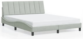 Estrutura de cama c/ luzes LED 160x200 cm veludo cinzento-claro