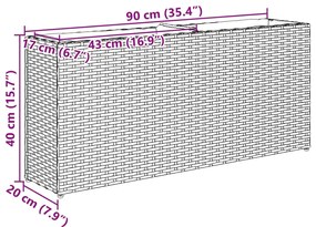 Floreira com 2 vasos 90x20x40 cm vime PE preto