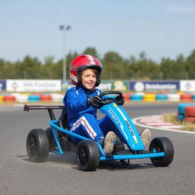 Kart elétrico GoKart para crianças, com 2 motores de 24 V, modo de derrapagem a 13 km/h, 119 x 77 x 54 cm, azul