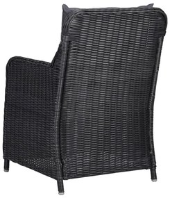 3 pcs conjunto de jantar para jardim preto