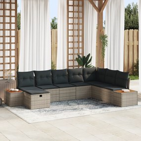 Conjunto de Sofás para Jardim de 8 Peças com Almofadas Cinza Vime Poli