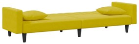 2 pcs conjunto de sofás com almofadas veludo amarelo