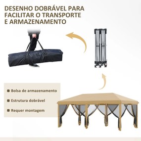 Tenda para Festas 6x3 m Tenda de Jardim com 6 Mosquiteiros Bolsa de Tr