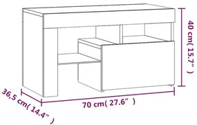 Mesas cabeceira c/ LEDs 2 pcs 70x36,5x40 cm cinzento-cimento