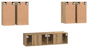 Conjunto de móvel de TV com prateleira 6 pcs carvalho artisiano