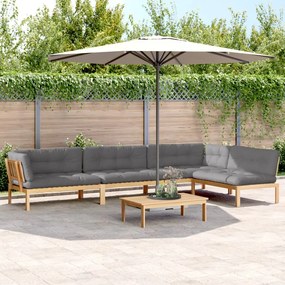 vidaXL 5 pcs móveis de paletes p/ jardim com almofadões acácia maciça