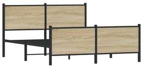 Estrutura de cama sem colchão 160x200cm metal carvalho sonoma