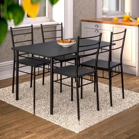 Conjunto de jantar com mesa e 4 cadeiras Leo de 5 peças em antracite