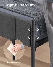 Estrutura de cama 90 x 200 cm (COLCHÂO NÃO INCLUIDO)  com estrado ripas de aço cinza ardósia