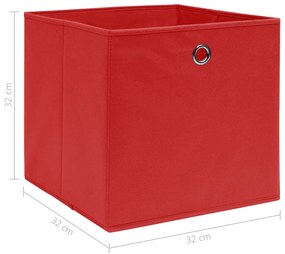 Caixas de arrumação 10 pcs 32x32x32 cm tecido vermelho
