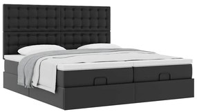 Estrutura de cama otomana com colchões pele artificial preta