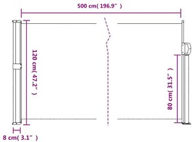 Toldo lateral retrátil 120x500 cm cinzento-acastanhado