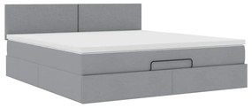 Cama otomana com colchão 160x200 cm tecido cinzento claro