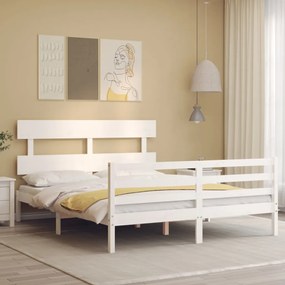 Estrutura de cama com cabeceira 160x200 cm madeira maciça