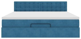 Estrutura de cama otomana com colchão 160x200 cm azul escuro