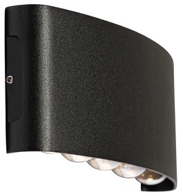 Candeeiro de parede exterior preto com LED 10 luzes IP54 - Silly Moderno