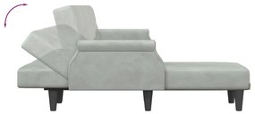 Sofá-cama em forma de L 271x140x70 cm veludo cinzento-claro