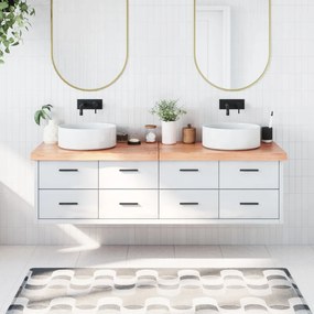 vidaXL Bancada p/ WC 180x40x(2-6) cm madeira maciça tratada castanho