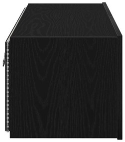 Armário de TV vidaXL com Luzes LED Carvalho Preto 100x35x31 cm