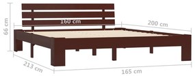 Estrutura de cama 160x200 cm pinho maciço castanho-escuro