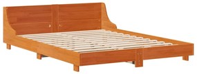 Cama sem colchão 140x190 cm pinho maciço castanho-mel