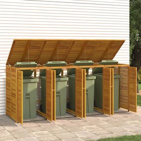 vidaXL Abrigo quádruplo p/ caixote do lixo 280x89x117 cm acácia maciça