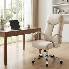 Cadeira de Escritório de Tecido XL Vaud Creme