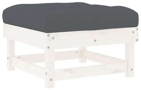 Apoios de pés p/ jardim c/ almofadões 2 pcs pinho maciço branco