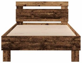 Cama sem Colchão com Luzes de LED Madeira Velha 100x200 cm