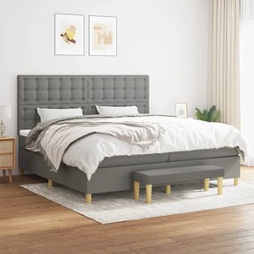vidaXL Cama com molas/colchão 200x200 cm tecido cinzento-escuro