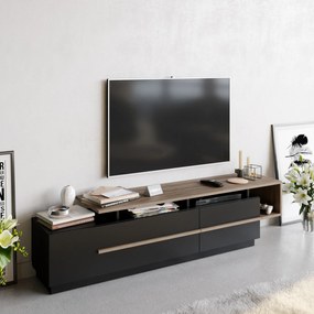 Móvel TV Pia – Preto e Nogueira – 180 x 46,4 x 38,9 cm