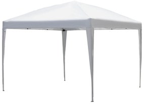 Outsunny Tenda Dobrável 2,95x2,95 cm com Bolsa de Transporte Altura Ajustável Anti-UV e Impermeável para Terraço Pátio Branco Prateado