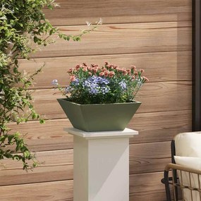 Cachepot de Jardim Verde-Azeitado 35x35x15 cm em Aço