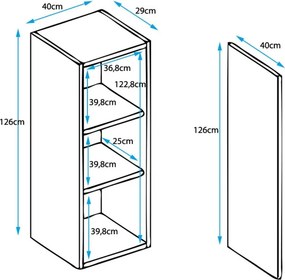 Armário de Parede Pousada – 40x126 cm – Preto com Porta Curva Alto Bri