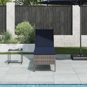 vidaXL Espreguiçadeira com almofadão 55x200x44cm vime PE cinzento
