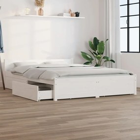 Estrutura de cama com gavetas 135x190 cm casal branco