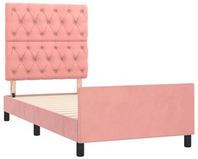 Estrutura de cama c/ cabeceira 80x200 cm veludo rosa