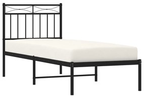 Estrutura de cama com cabeceira 75x190 cm metal preto