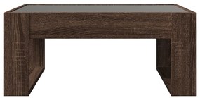 Mesa centro luzes LED Infinity 70x53x30 cm carvalho castanho