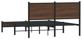 Estrutura cama com cabeceira 140x190cm metal carvalho castanho