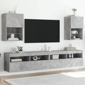 Móveis de TV com luzes LED 2 pcs 40,5x30x60 cm cinzento cimento