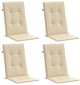 Almofadões para cadeiras altas de jardim 4 pcs tecido bege