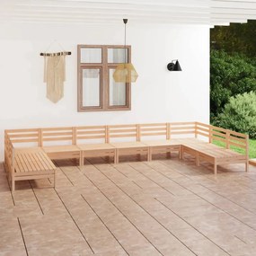 10 pcs conjunto lounge de jardim pinho maciço