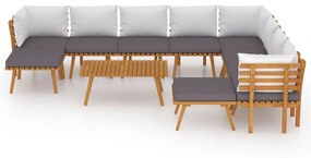 11 pcs conjunto lounge de jardim com almofadões acácia maciça