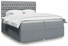 vidaXL Cama com molas/colchão 200x200 cm tecido cinza-claro