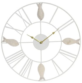 Relógio de Parede Dkd Home Decor Metal Mdf Branco Espirais (39 X 3,5 X 39 cm)