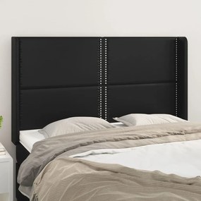 Cabeceira de cama c/ abas couro artif. 147x16x118/128 cm preto